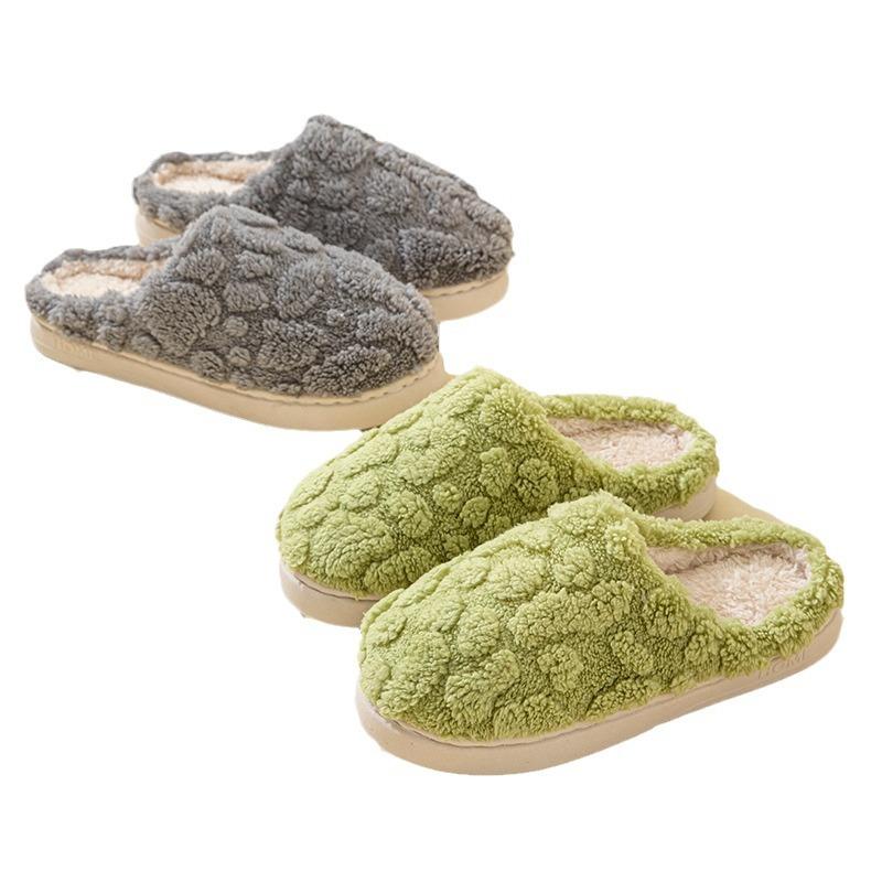 Home Cotton Slippers Women's Thick Bottom Winter Cute Couple Warm Cotton Slippers Anti Slip Men's Slippers Floor Mop