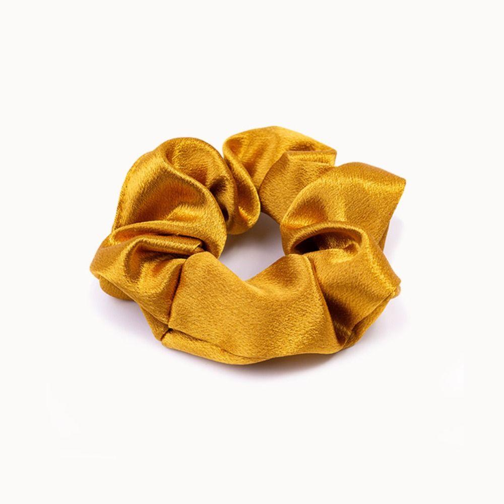 Korean Puff Hair Loop Crystal Satin Hair Scrunchie Fashion Ruffle Headband  for Meatball Head