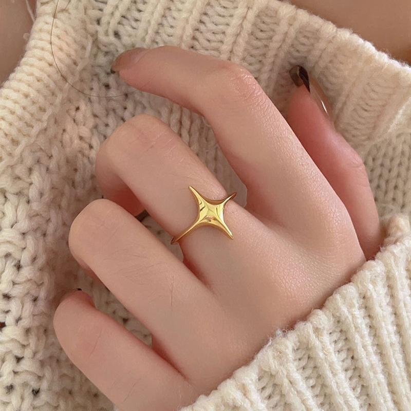 

ANENJERY Гладкое открытое кольцо-звезда для женщин и мужчин, простое, крутое, с ветреным темпераментом, свадебные украшения, подарки, оптом, на каждый день adjustable золотой