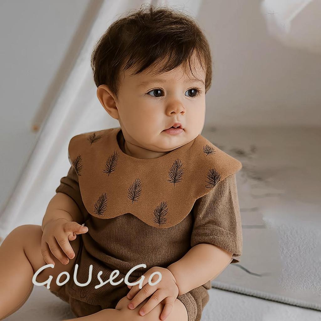 GoUseGo Baby Waterproof Set of Cotton Petal Solid for Boys and Newborn Baby Baby Shower Gift Bibs, 360° Reversible, 4, 100% Smooth, Large, Thick,