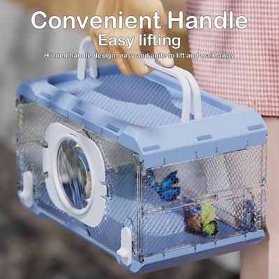 Transparent Hamster Cage Five Times Magnification Breathable Feeding Cage Foldable Ventilated Insect Observation Box