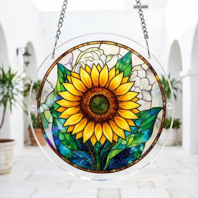 Atrapasoles Rompecabezas de Acrílico Colorido Estilo Vitral Atrapasoles DIY