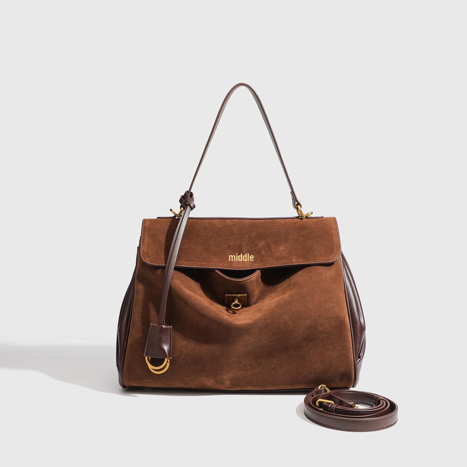 

Зимняя замшевая женская сумка-кроссбоди в стиле ретро с цветными блоками - Большая вместимость и универсальная мода