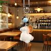 Flocking Animal Little White Horse Pendant Keychain Phone Chain Lanyard Earphone Car Keychain Decor