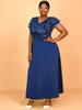 Women Rose Fringe Long Dresses V Neck Short Sleeve High Waist Package Hip Evening Banquets Tassel Dress