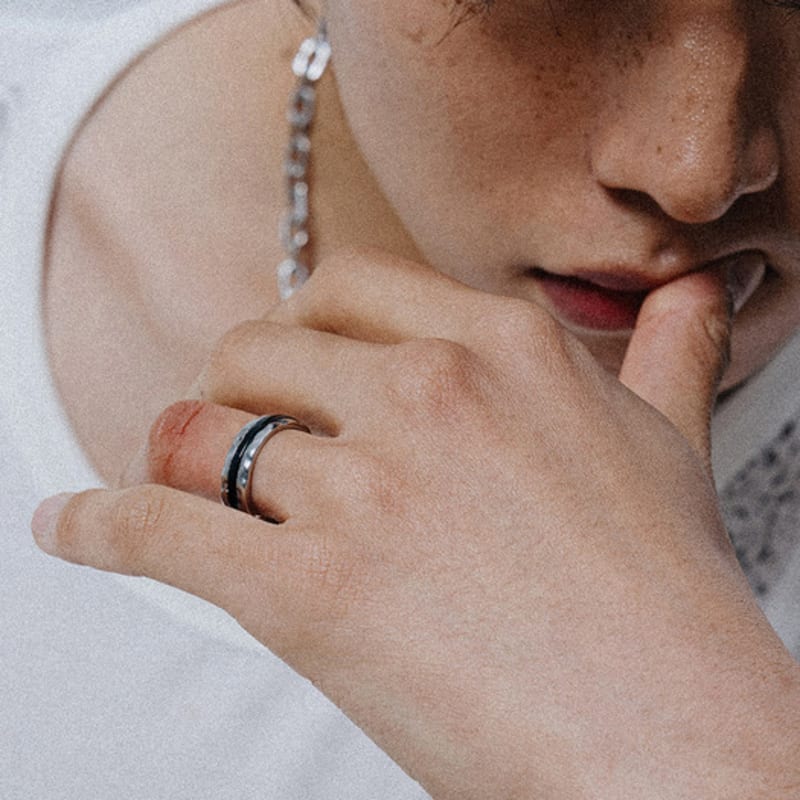 SCALETTO BLACK WSM012 Rough Black Line Ring