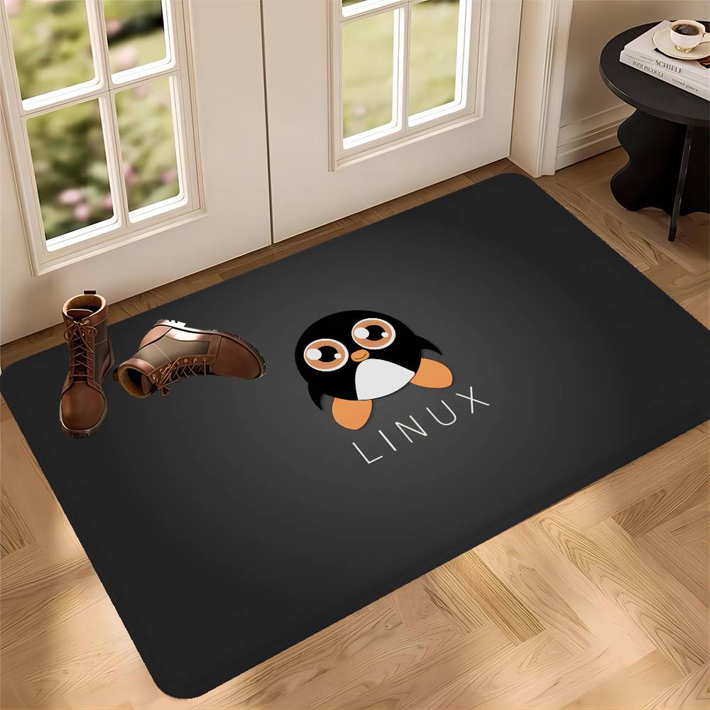 Linux Betriebssystem Tux Pinguin Anime Fußmatte Rechteckig Zuhause Weich Badezimmer Matte Eingangstür Innen Außen Matte Willkommen Fußmatte