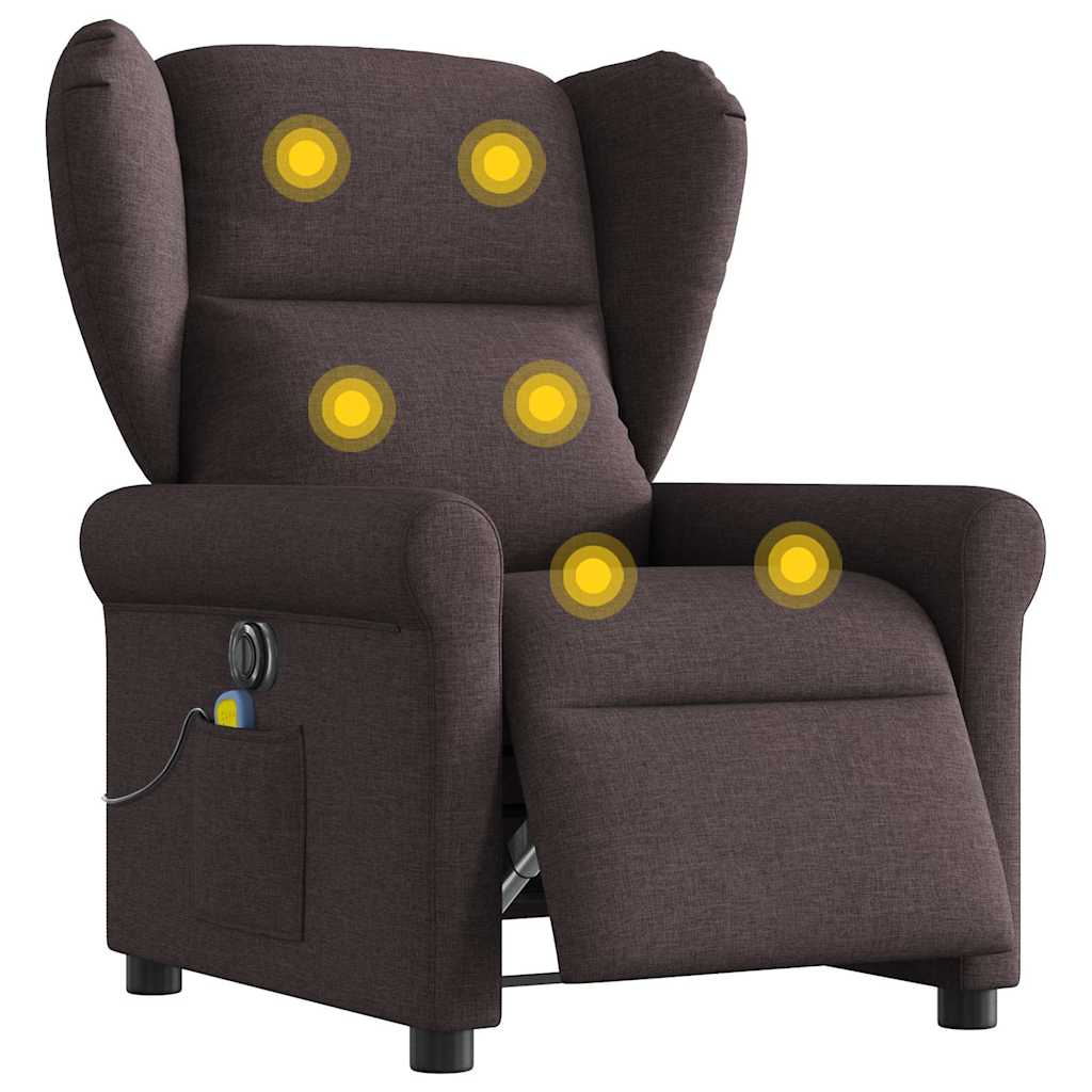 Electric Massage Chair Dark Brown Fabric