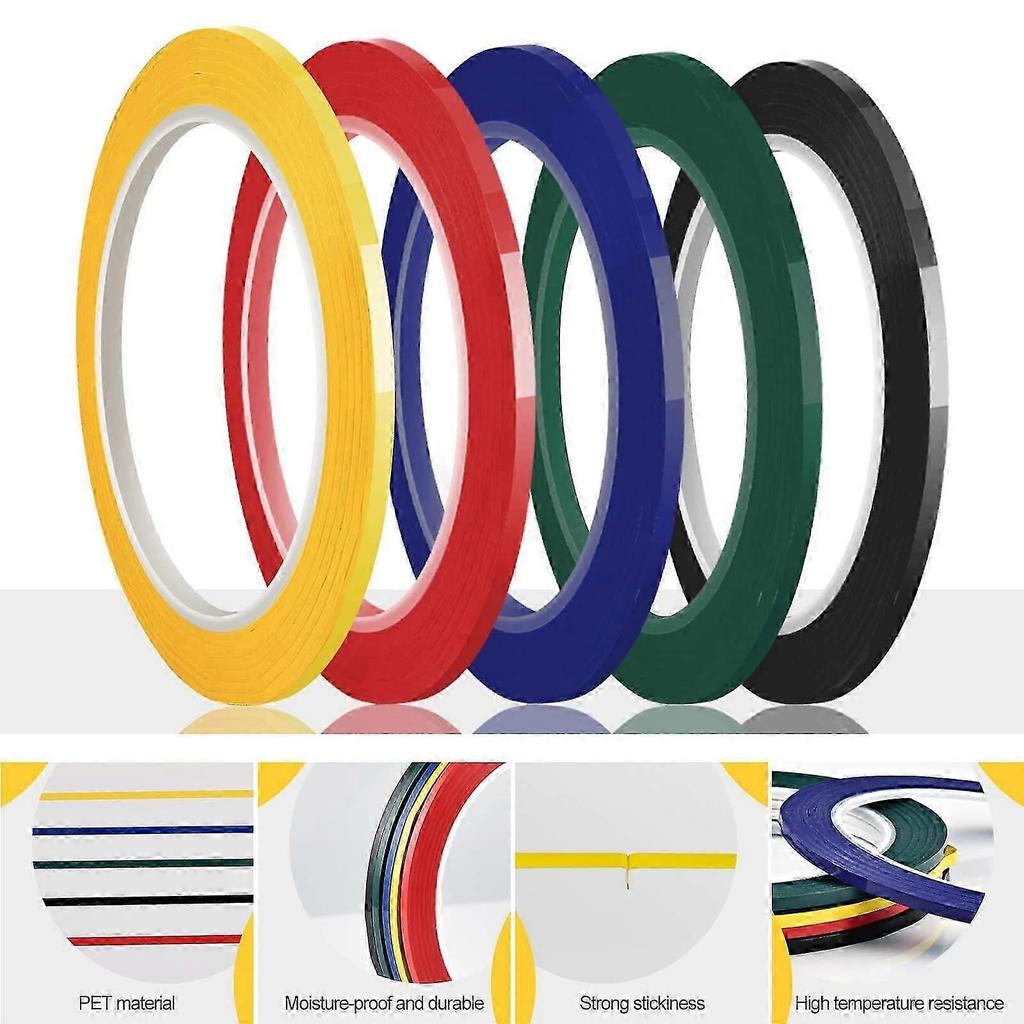 5 Rotoli 3mm Griglia Segnaletica Autoadesiva per Lavagna Bianca, Assortiti 5 Colori, 66m per rotolo