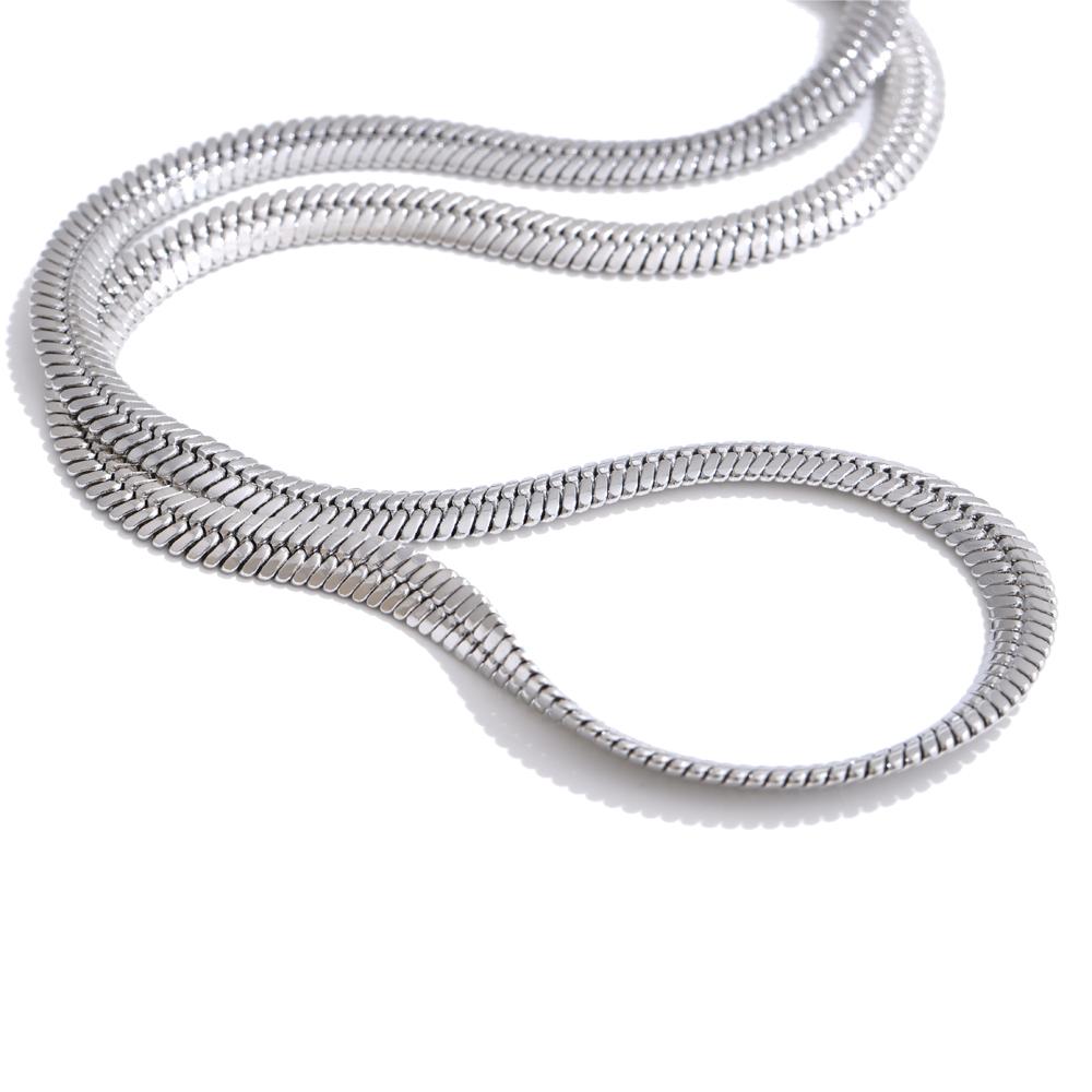 Yhpup Quality Minimalist Metal Snake Chain Necklace Bracelet Waterproof Stainless Steel Versatile Daily Women Men Unisex Jewelry