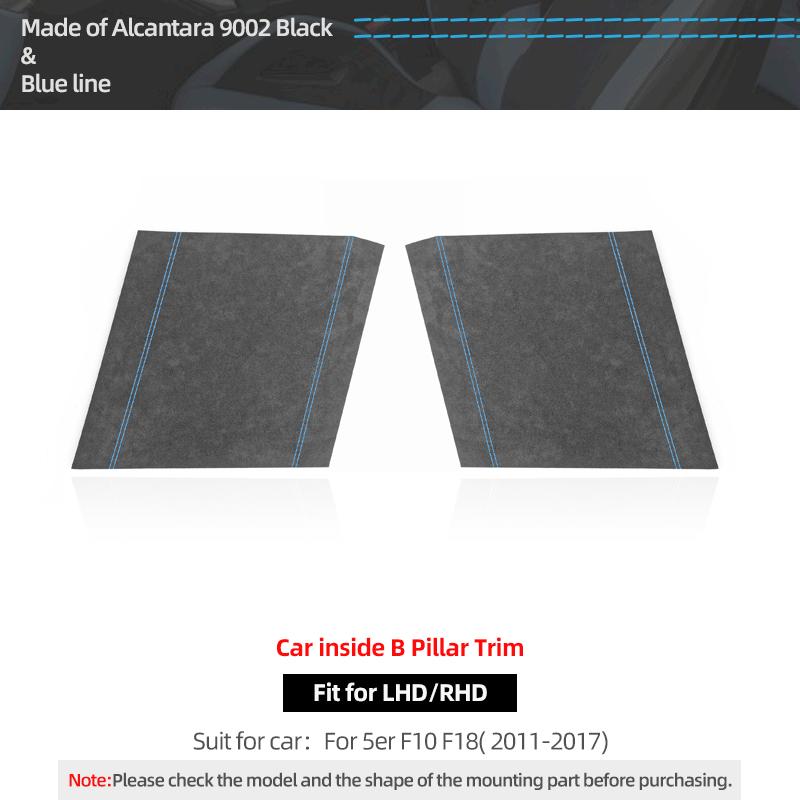 For BMW F10 F18 Series 5 Made of Alcantara Car Interior Tuning Center B Pillars Panel Trim Frame Performance Sticker Accessories