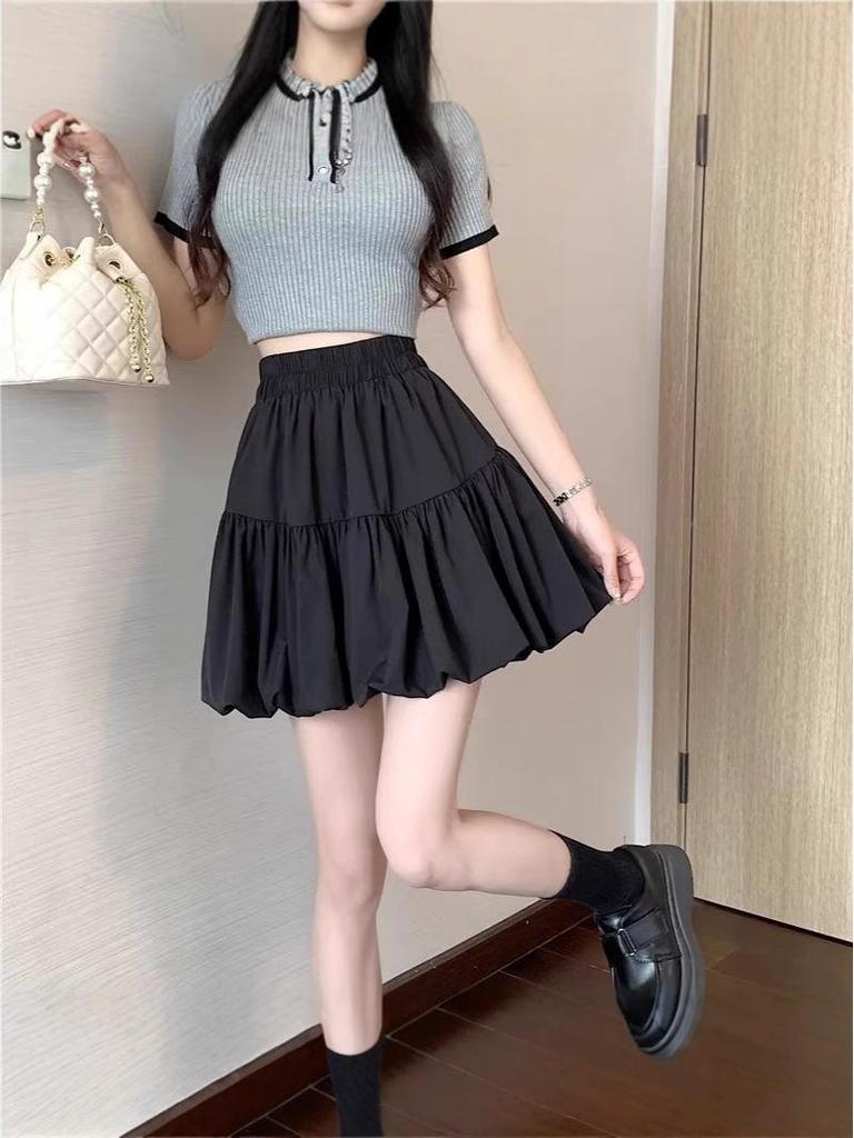 2026 Spring/Summer Women's White High-Waisted A-Line Tulip Skirt – Anti-Exposure, Slimming, Petite/Tall