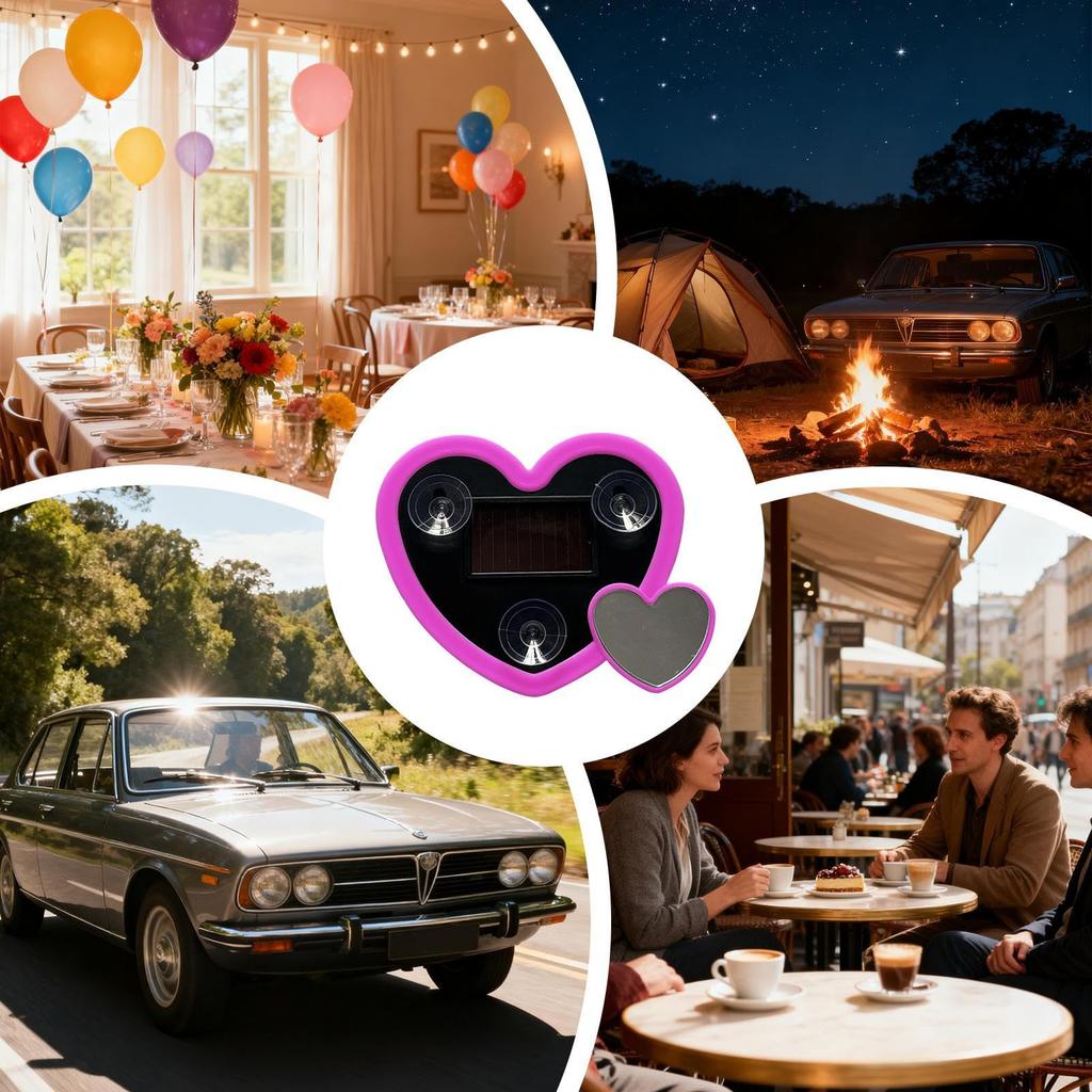 Gevrkjenp Car LED Light - Heart Shape Solar Window Light, Neon Mini LED Light