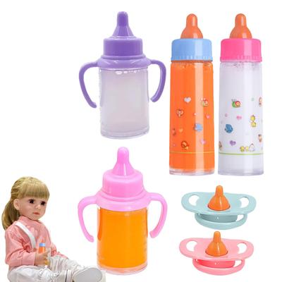 Milch- und Saftflaschen Fütterset mit Aufbewahrungstasche Spielzeugflasche Schnuller Puppenhaus Dekoration Plastikflasche