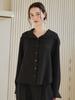 Nub Sailor Collar Wrinkle Blouse - Black