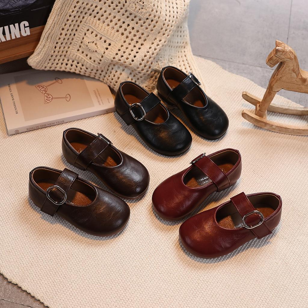 Princess Shoes Ballet Flats Fashion Retro Noteworthy Girls Shoes for Kids All Match Pretty Silhouette mary janes Shoes I10239