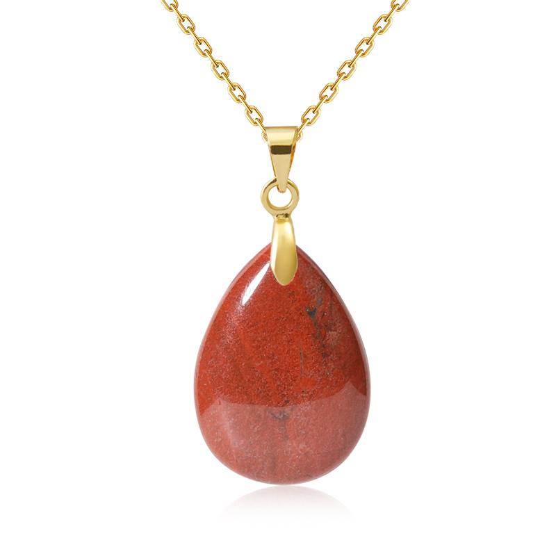 New Fashion Natural Stone Crystal Pendant Teardrop Simple Pendant Necklace Earrings Making Jewelry With Chain Collar