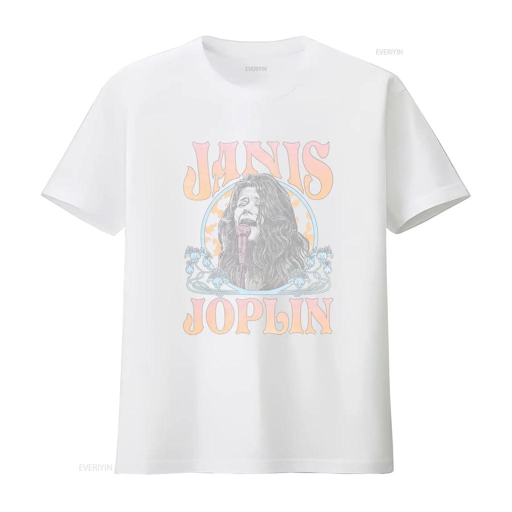 Vintage 70s Retro Janis Joplin Classic Rock Singer Print Casual T Shirt Vintage Washed Homme Top For Everyday Wear Breathable