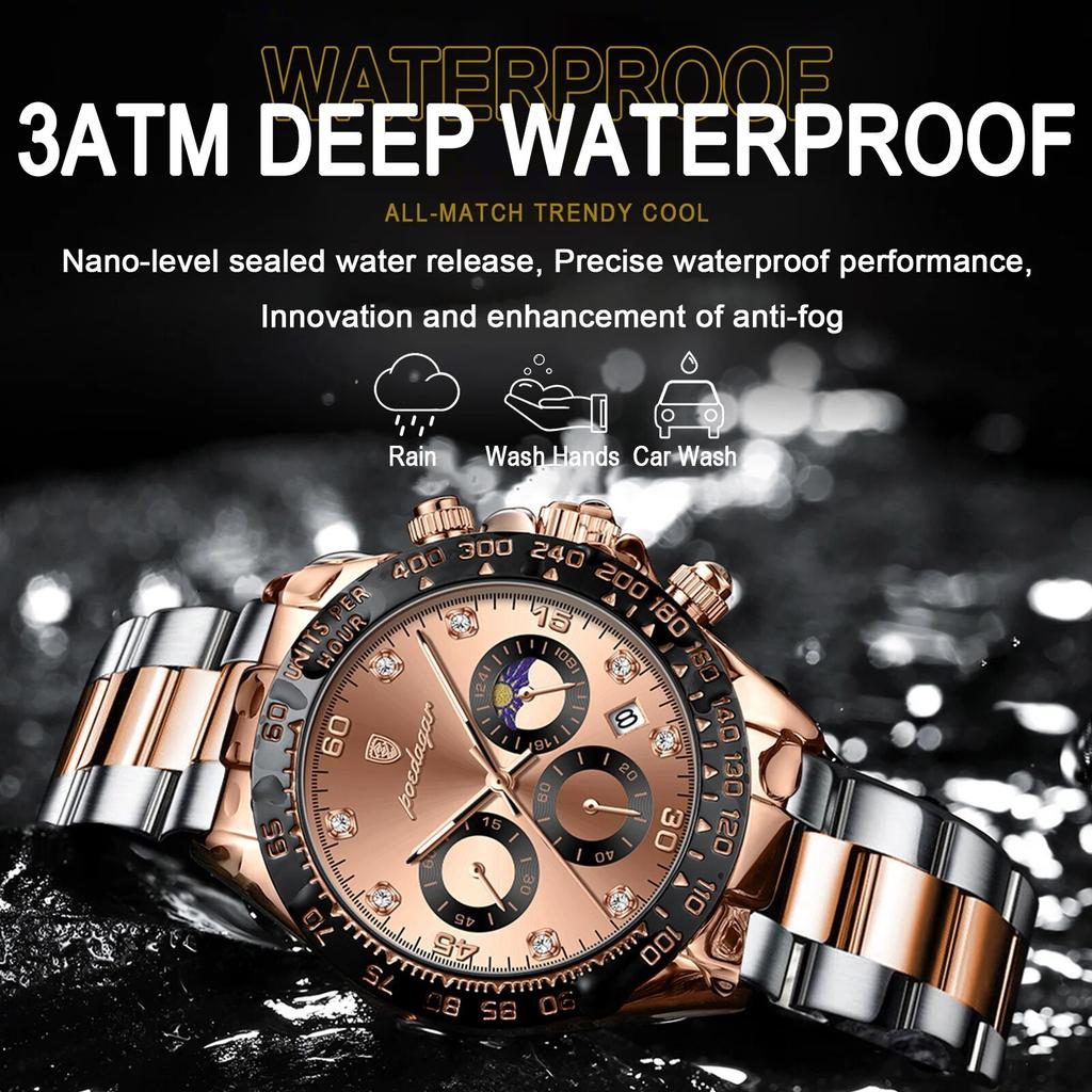 Luxury Watch For Men Chronograph Waterproof Luminous Date Man Wristwatch Stainless Steel Men's Watches Quartz Clock