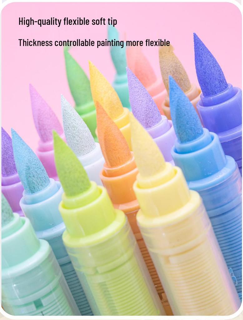 Guangna 8201 Liquid Acrylic Marker Set - 24 Skin Tone & Macaron Colors for Art Painting