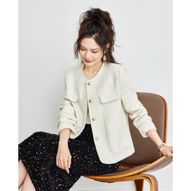 

TERRE BLEUE Women s Single-Breasted Tweed Jacket M
