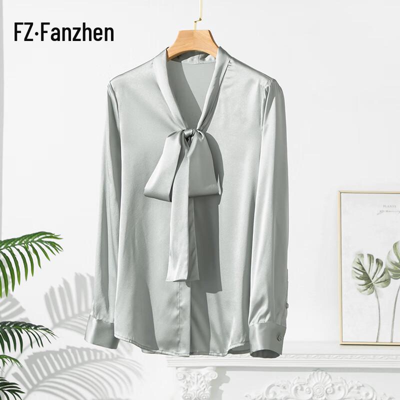 Женская шелковая рубашка Fanzhen с длинным рукавом и завязками на шее L
