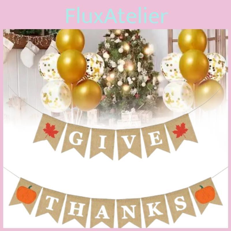 Thanks Letter Give Banner Burlap Flag Banners Thanksgiving Party Decorations