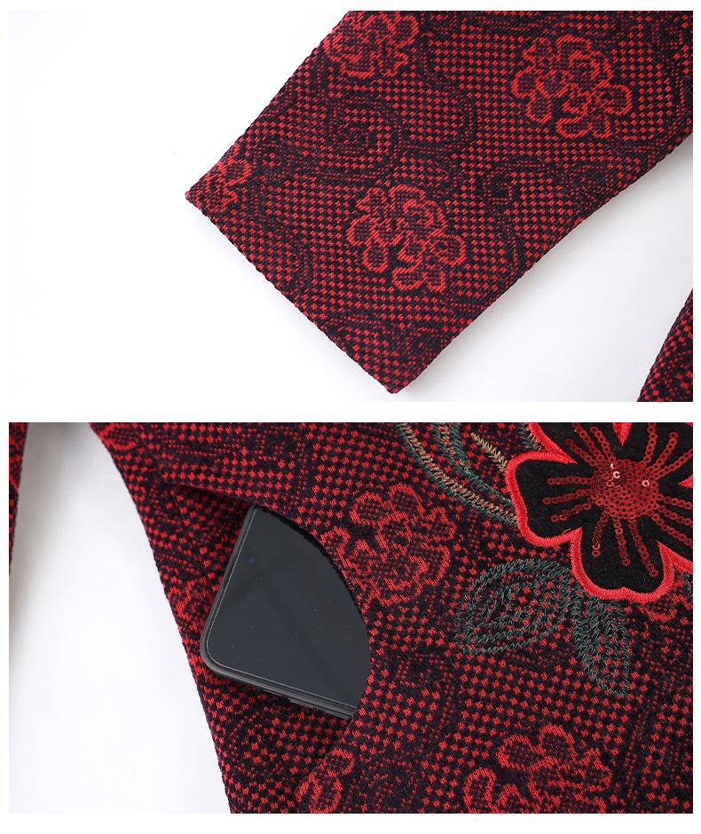 Embroidered Grandma-Style Jacket: Woolen Tang Suit Coat for Middle-Aged Women