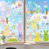 Colorful Easter Rabbit Window Stickers - Cute Cartoon Decorations for Festival Party