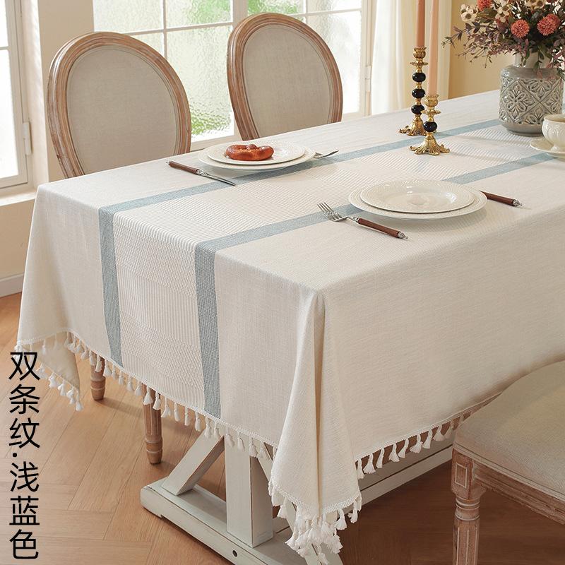 Simple Grid Striped Tablecloth Coffee Table Cloth Household Cotton And Linen Fabric Symmetrical Tablecloth Table Cloth Modern And Simple