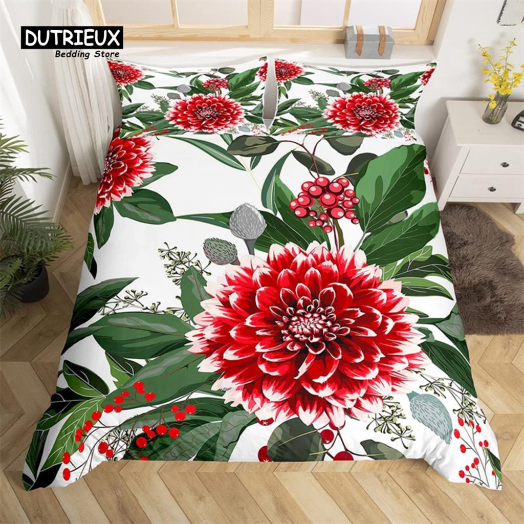 Chrysanthemen Bettbezug Gold Schmetterling Bettwäsche Set King Size Mikrofaser Blüte Blume Bettdeckenbezug Botanischer Steppdeckenbezug