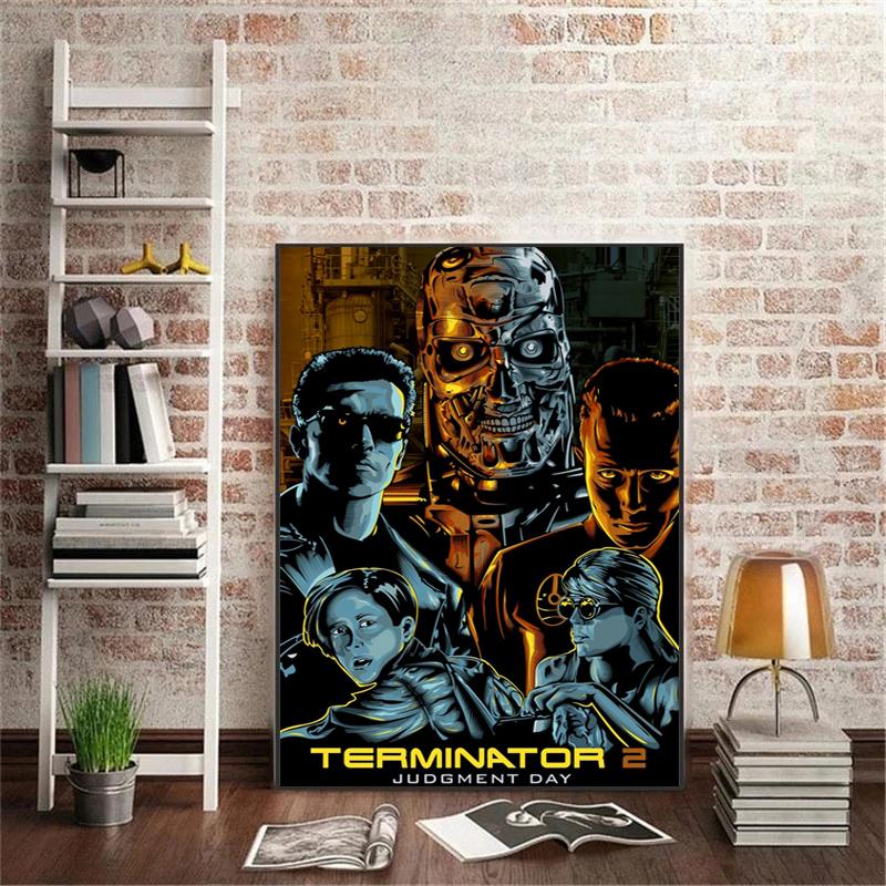 Klassischer Sci-Fi-Film The Terminator Filmplakat Leinwandgemälde Schwarzenegger Retro-Wandkunst Bilder Heimzimmerdekor Geschenk