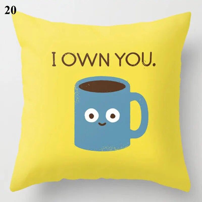 Decorative Cushion Cover Yellow Gray Floral Animal Geometric Pillow Covers Throw Pillows Polyester Single Side Print Pillowcases