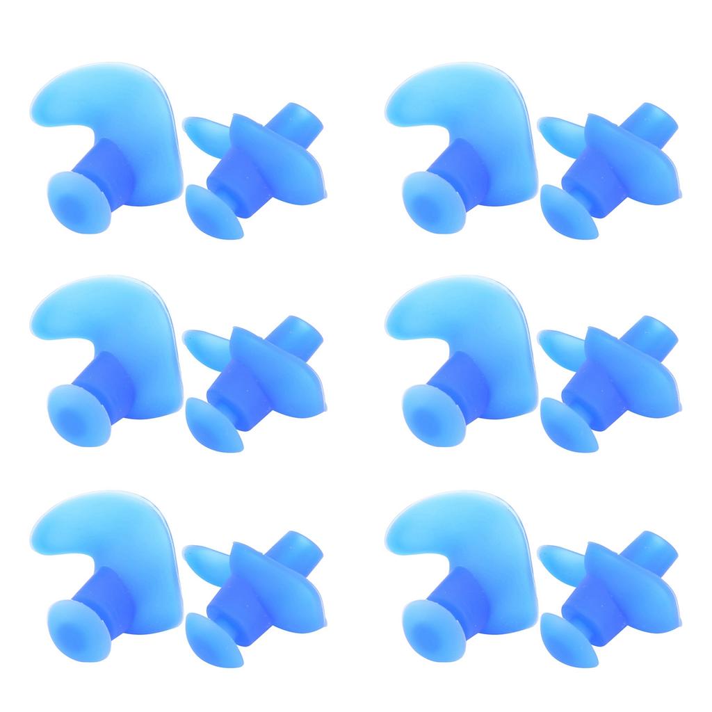 6 Pairs Silicone Swimming Diving Spiral Ear Plugs Professional Adult Dust Proof Earplugs(Blue )