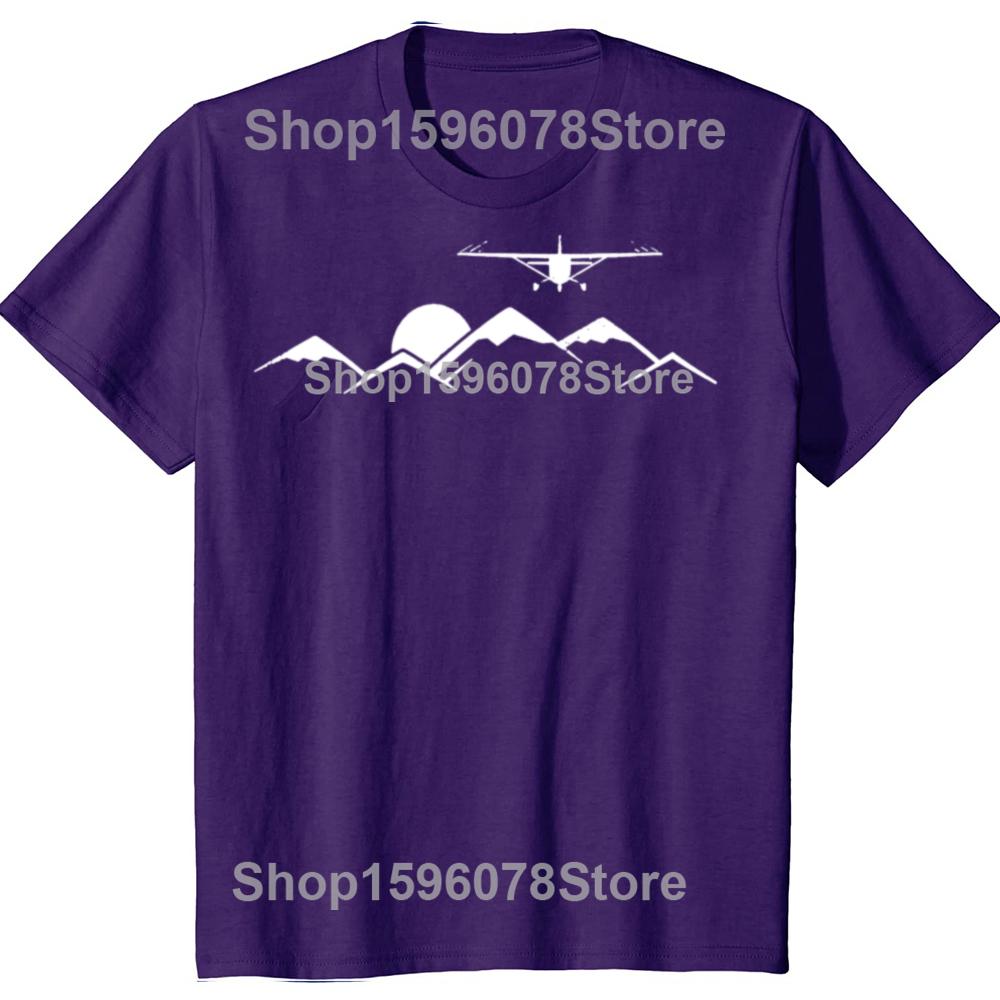 Lustiges Flugzeug über Bergen Geschenk für Piloten T-Shirts Herren Baumwolle Humor Streetwear T-Shirt Kurzarm Unisex Lockere Kleidung