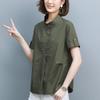Mom's 2025 Summer Plus Size Casual Short Sleeve Top - Solid Color, Fashionable Design