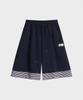 Mitayuseu Stripe Logo Bermuda Pants [Navy]