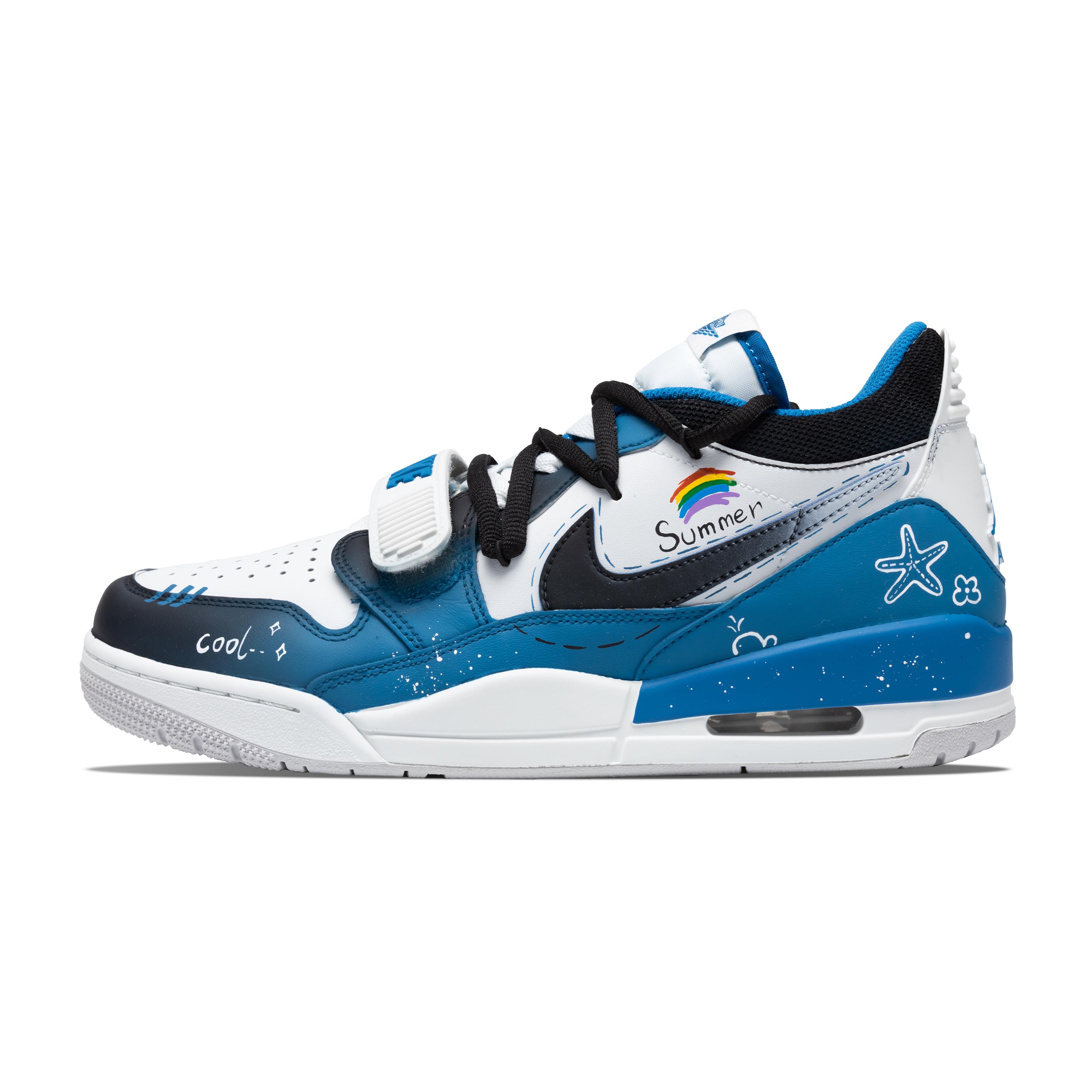 

Jordan Legacy 312 Cushioning Slip Resistant Low top Vintage Basketball Shoes Men s Blue Gray HJ3480-140(Team348-) 46