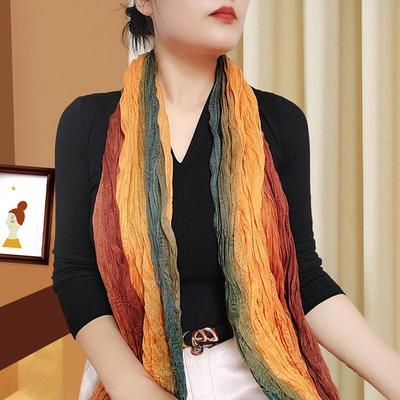 Sciarpa/Scialle alla Moda con Sfumatura in Cotone-Lino-Seta per Donna - Protezione Solare e Doppio Uso per Tutte le Stagioni