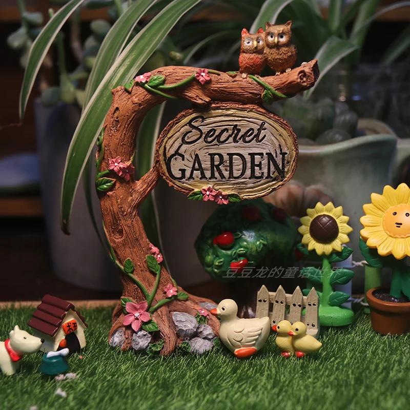 Micro-landscape Horticultural Owl Stump Swing Landscaping Home Decoration Ornaments Resin Fleshy Flower Pot Home Decor
