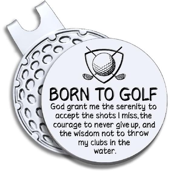 Born to Golf Golf Ball Marker with Magnetic Hat Clip, Funny Golf Accessories Gifts for Men Women, Golf Gifts for Men Woman, Retired Gift for Men