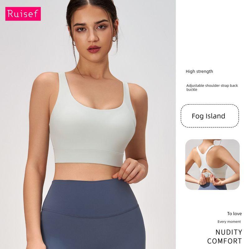 

New High-Intensity Sports Intimates Women s Running Fitness Bubble Wrap One-Piece Fixed Cup Yoga Intimates Vest Adjustable Misty Island Color(Fixed Cup) M