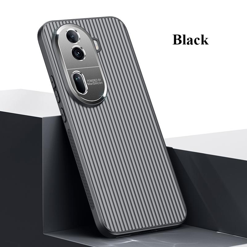 

Для Oppo Reno 12 11 Pro металлическая защита объектива «все включено» с прямыми краями, гофрированная, нескользящая противоударная задняя крышка для ПК Reno 11 Pro (Global) чёрный