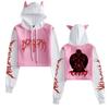 New Demon Slayer Cat Ear Color Block Hoodie - Plus Velvet, Loose Fit, Casual Pullover