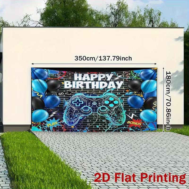 2D Neon Game Controller Photography Background Cloth for Kids Birthday