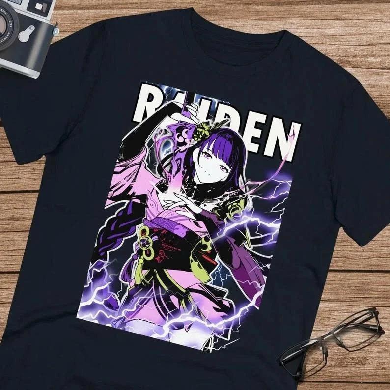 Anime Raiden Shogun Genshin Impact T Shirt Size S 4xl Black Size S 4xl