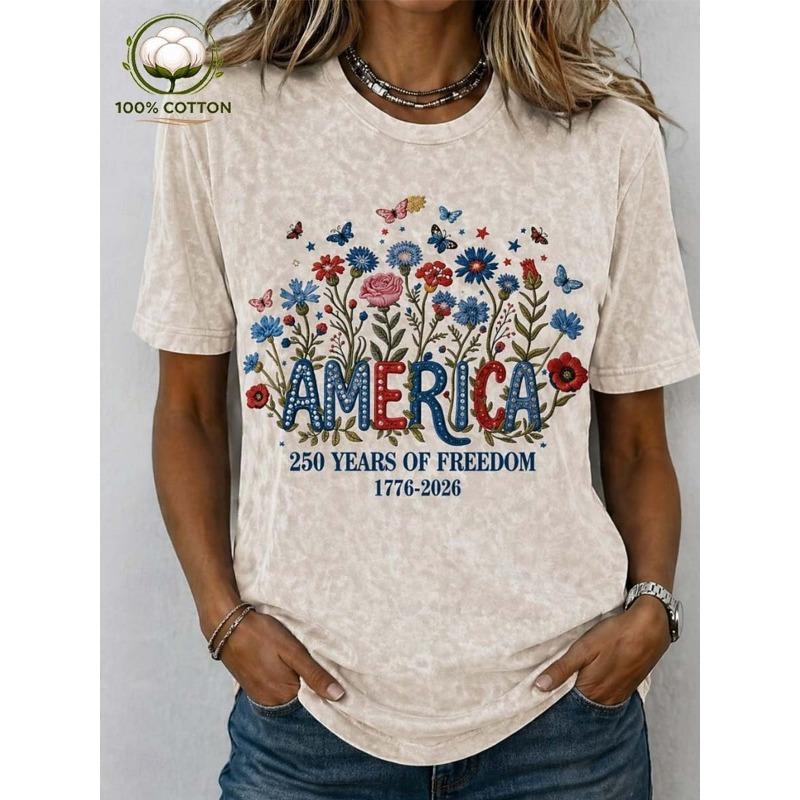 Women's T Shirt Print Graphic Stylish Classic Casual Short Sleeve Crew Neck Regular Tops