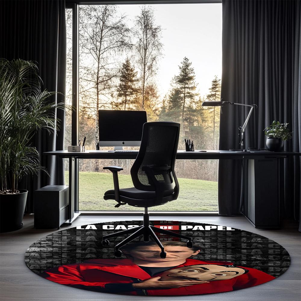La Casa De Papel Printed Round Rug Carpet Chair Rug Area Rug Entryway Doormats,for Office Chair Living Room Bedroom Kitchen Room.