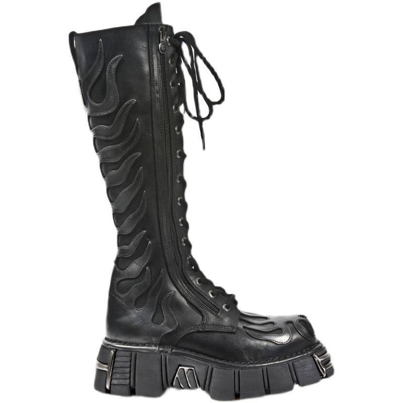 Winter New Platform Women Long Boots Lace Up Ladies Elegant Knee High Boots Shoes Thick Bottom Motorcycle Boots