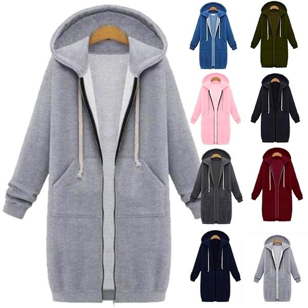 Korean Fashion Hooded Medium Long Casual Solid Color Pocket Long Sleeve Autumn Winter Stylish Coat